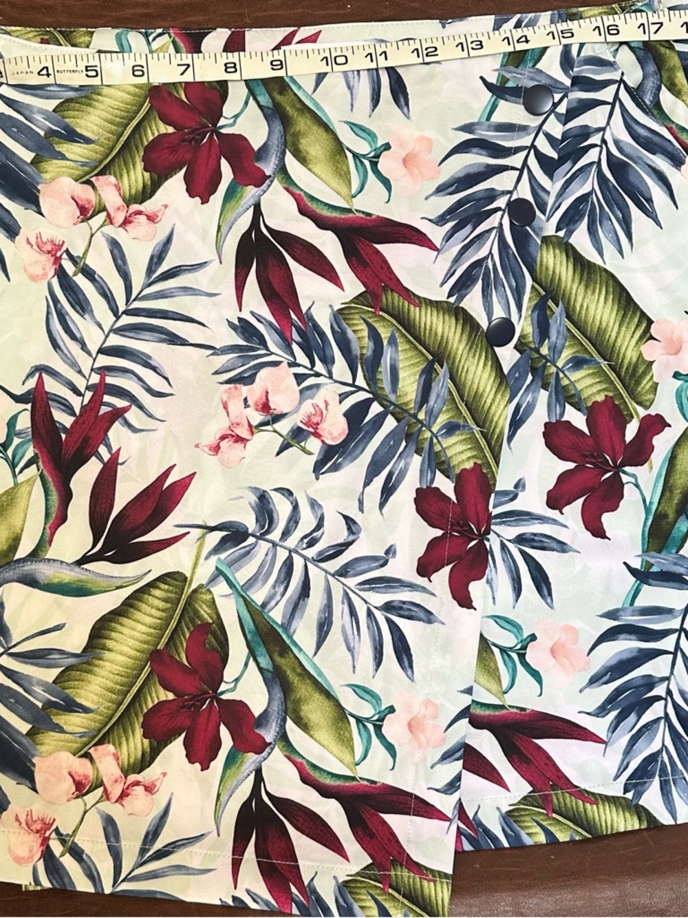 Lady Hagen Tropical Floral Skirt in White, Green & Burgundy